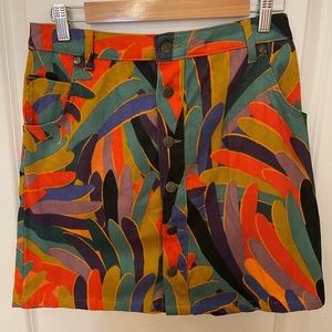 Multi colored corduroy skirt with buttons